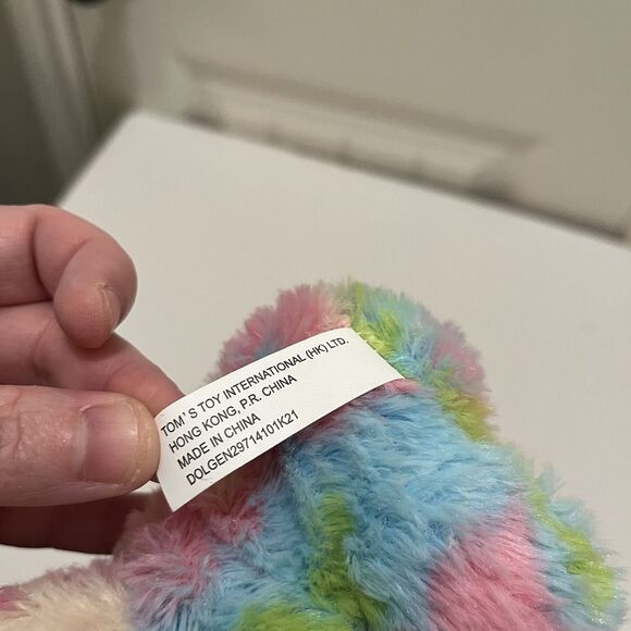 Tom's Toy International Bunny Rabbit Plush Tie Dye Pink Blue Green 7" Stuff Toy - Picture 9 of 9